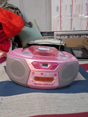 Hello Kitty AM/FM Radio Cassette Recorder CD Player Boombox 2003 Fisher READ-image