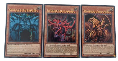 Yugioh Slifer ,oberlisk and Ra  Ldk2-ens01 -03Ultra Rare german misprint hot!-image
