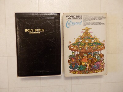 KJV WORLD BIBLE CAROUSEL SERIES RED LETTER STALLION BLACK LEATHER-image