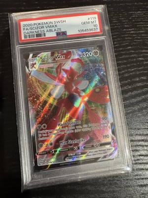 Pokemon TCG Scizor Vmax Darkness Ablaze Holo PSA Graded 10 Gem Card-image