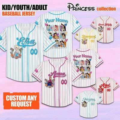 Personalized Disney Princess Baseball Jersey Matching Kid Men Women Gift NEW-image