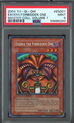 2004 YuGiOh Exodia the Forbidden One MC1-EN001 Graded PSA 9 MINT Head Secret Rar-image