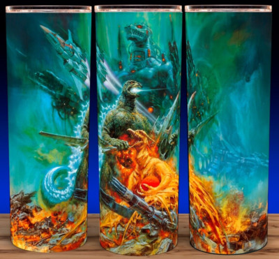 Godzilla with MechaGodzilla Retro King of Monsters Cup Mug Tumbler-image