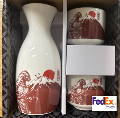 Godzilla Store Japan Godzilla Cup Tokkuri Pottery Sake Cup Set 5Φ x 13 cm Red-image