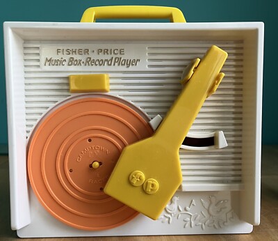 2014 Fisher Price Music Box Record Player w/5  Records - Tested & Works!   A-16-image