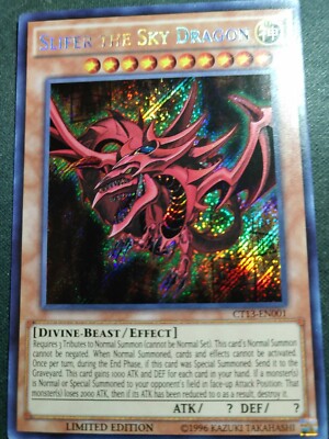 Yugioh Secret Rare Slifer the Sky Dragon CT13-EN001 Near Mint Limited Edition-image