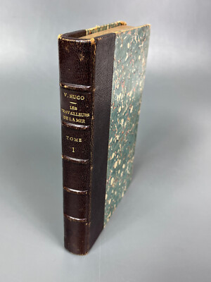 LES TRAVAILLEURS DE LA MER Volume 1 Tome 1 Seul Victor Hugo 1866 Leather Bound-image