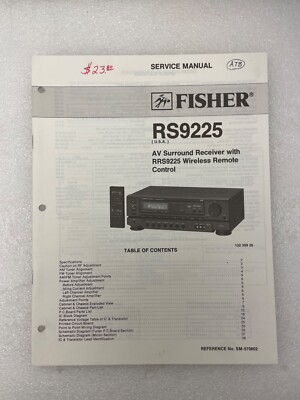 VTG Original Fisher RS9225 AV Sound RRS9225  Receiver Service Manual Repair-image