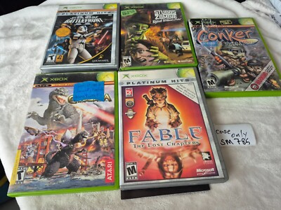 Original xbox gam cases:Godzilla star wars battlefront,stubbs, conker, and fable-image