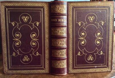 1849 FINE LEATHER BOUND EDITION Of The HOLY BIBLE Old & New Testament-image