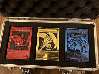 Yugioh Egyptian God Card Fan Made Metal Card Collection Slifer Ra Obelisk New-image