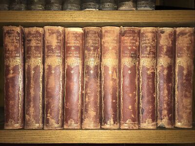 LEATHER Set;COMPLETE 25v LIBRARY LITERATURE ANTIQUARIAN ENCYLOPEDIA/—CHIPS Poor-image