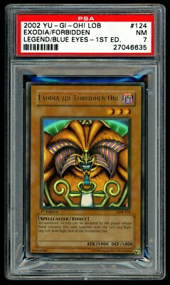 2002 Yugioh EXODIA THE FORBIDDEN ONE 1st Edition LOB-124 English PSA 7 NM!-image