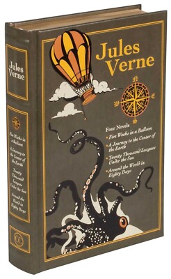 JULES VERNE 4 Novels FIVE WEEKS IN A BALLOON +3 Leather Bound Classics GIFT-image
