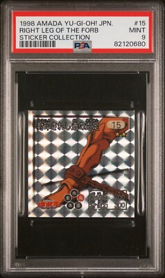 Yugioh Exodia The Forbidden One Right Leg #15 Amada Sticker 1998 PSA 9 MINT-image