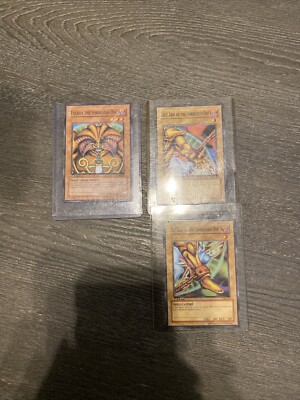 YuGiOh Exodia the Forbidden One LOB-121 LOB-123 LOB-124 1st Edition Set English-image
