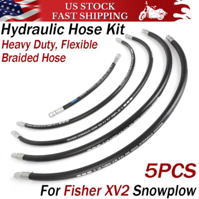 For Fisher XV2 Snowplow Hydraulic Hose Kit Flexible Braided 1/4 3/8 in Receiver-image
