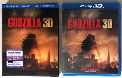 Godzilla (Blu-ray, DVD, 2014) Lenticular Slipcover - NO 3D DISC!!! NO DIGITAL!!!-image