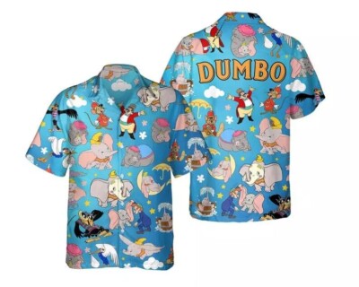 Cute Dumbo The Flying Elephant And Friends Dumbo Cartoon Fans Hawaiian Shirt -image