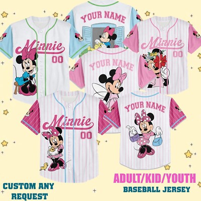 Custom Minnie Disney Baseball Jersey Birthday Kid Men Women Gift NEW-image