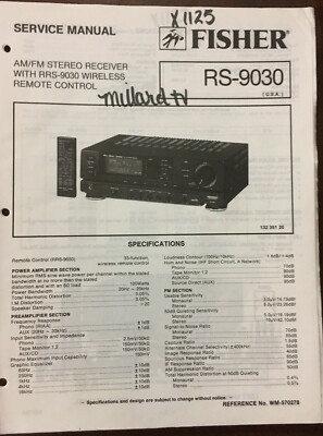FISHER RS-9030 AM / FM STEREO RECEIVER RRS-9030 ORIGINAL SERVICE REPAIR MANUAL -image