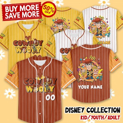 Custom Woody Collection Toy Story Baseball Jersey Kid Men Women Gift NEW-image