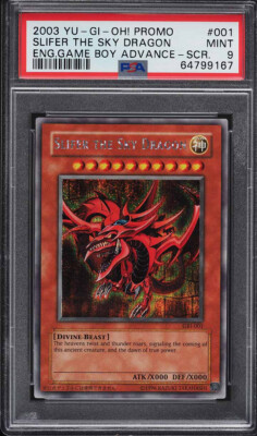 2003 YUGIOH GBI-001 SLIFER THE SKY DRAGON SECRET RARE PROMO PSA 9 MINT #64799167-image