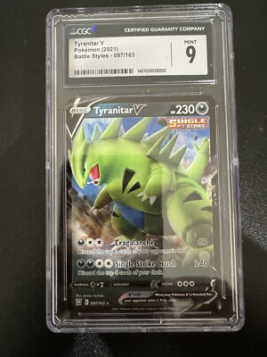 Pokemon Tyranitar V Battle Styles 97 Holo CGC Graded 9 Mint Not PSA Card-image