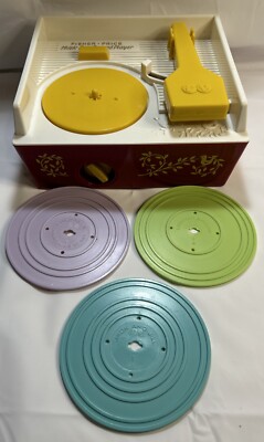 Mattel Fisher Price Record Player 3 Records Only 2014 Version Tested Works C3-image