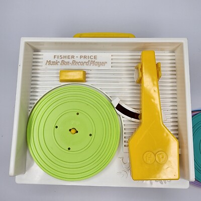 Mattel Fisher Price Music Box Record Player 5 Records 2014 Version Tested Works-image