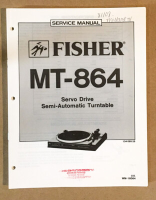 Fisher MT-864 Record Player / Turntable Service Manual *Original*-image