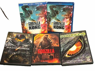 Godzilla Vs. Kong Like New Blu-ray w Slipcover + 3 Kaiju DVD’s Pacific Rim-image