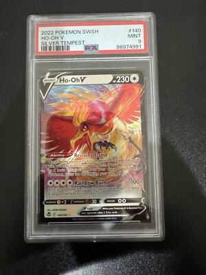 Pokemon TCG HOOH V Silver Tempest 140 PSA Graded 9-image