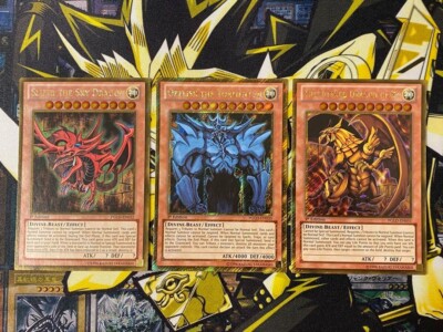 YuGiOh Slifer Obelisk Ra Egyptian God Card Set  NM-image