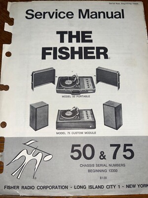 Fisher 50 75 Turntable Service Manual Original-image