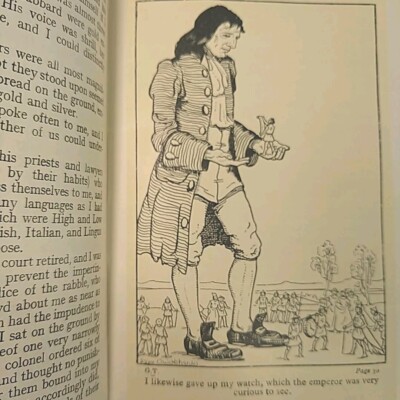 Antique Gulliver's Travels Book Dean Swift Collins Great Britain Leather Undated-image