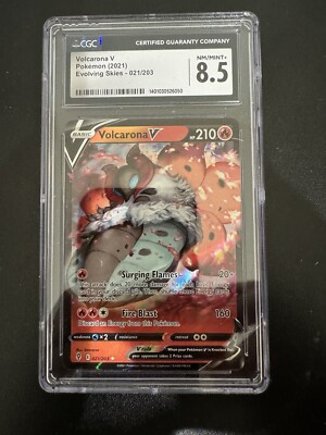 Pokemon Volcarona V Evolving Skies 21 Holo CGC Graded 8.5 Mint Not PSA Card-image