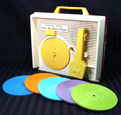 Vintage 1971 Fisher Price MUSIC BOX RECORD PLAYER #995 & 5 records WORKS GREAT!-image