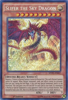 Heavy Play x 1 Slifer the Sky Dragon - MVP1-ENS57 - Secret Rare - 1st Edition MV-image