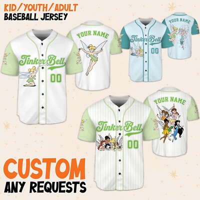 Custom Tinkerbell Disney Baseball Jersey Disneyland Kid Men Women Gift NEW-image
