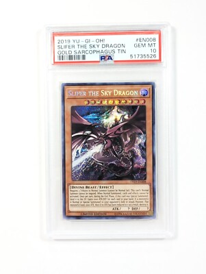 Yu-Gi-Oh Slifer The Sky Dragon Gold Sarcophagus Tin PSA 10 GEM 2019 TN19-EN008-image