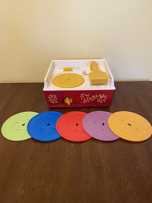 2014 Fisher Price Music Box Record Player w/ all 5 Records *TESTED*-image