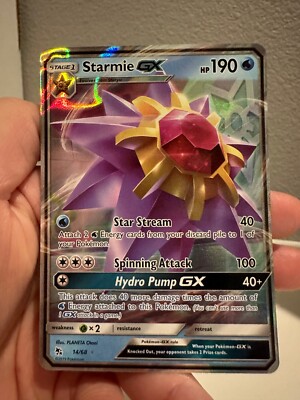 Starmie GX 14/68 Hidden Fates Ultra Rare Holo Pokemon Card Near Mint NM 0401#188-image