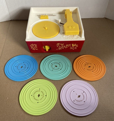 Mattel Fisher Price 2010 Record Player 5 Records Tested Works *used*-image
