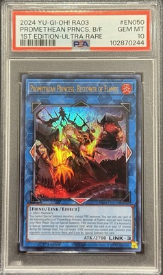 2024 PSA 10 YUGIOH RA03 1ST ED ULTRA RARE PROMETHEAN PRINCESS BESTOWER OF FLAMES-image