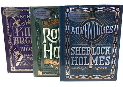 ❤️KING ARTHUR, ROBIN HOOD, SHERLOCK HOLMES LeatherBound Child’s Classics NEW-image