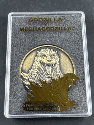 2003 GODZILLA X Mechagodzilla Metal Coin Medallion In Case Japan-image