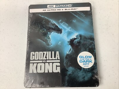 Godzilla vs Kong (2021) 4K+Blu-ray. Steelbook. Glow In The Dark Art. Brand New!!-image