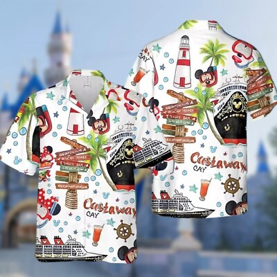 Mickey & Minnie Mouse Diving Castaway Cay Summer Cruise Trip Hawaiian Shirt -image