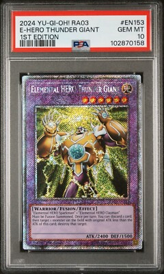 2024 PSA 10 YUGIOH RA03 BONANZA PLATINUM ELEMENTAL HERO THUNDER GIANT 💫-image